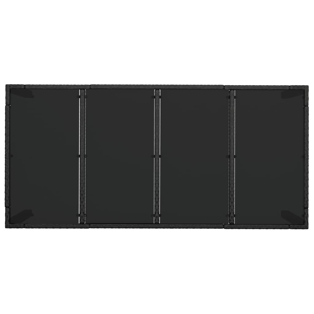 Gartentisch mit Glasplatte Schwarz 190x90x75 cm Poly Rattan