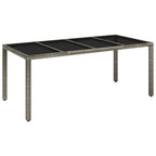 Gartentisch mit Glasplatte Grau 190x90x75 cm Poly Rattan