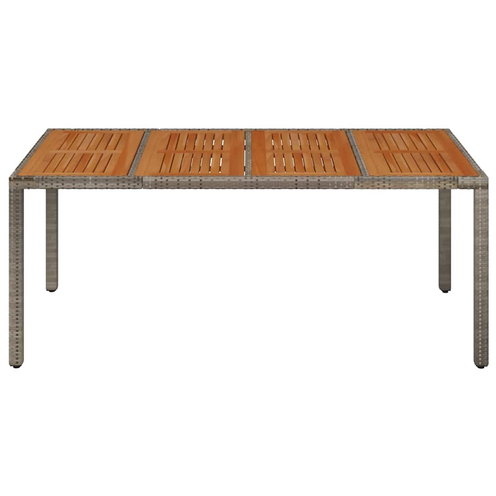 Gartentisch mit Holzplatte Grau 190x90x75 cm Poly Rattan
