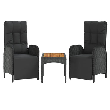 Garten-Relaxstühle 2 Stk. mit Tisch Schwarz Poly Rattan