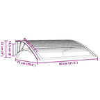 Türvordach Grau und Transparent 80x75 cm Polycarbonat