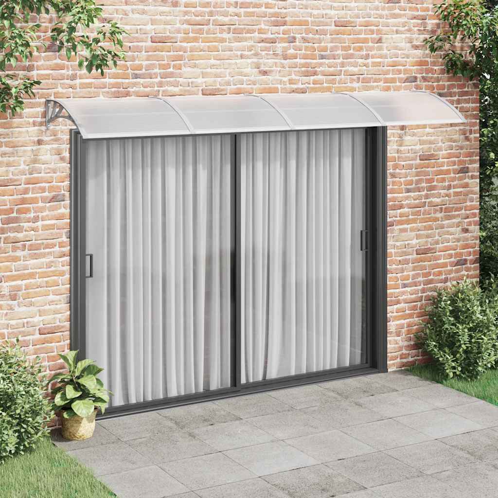 Türvordach Grau 350 x 100 cm Polycarbonat