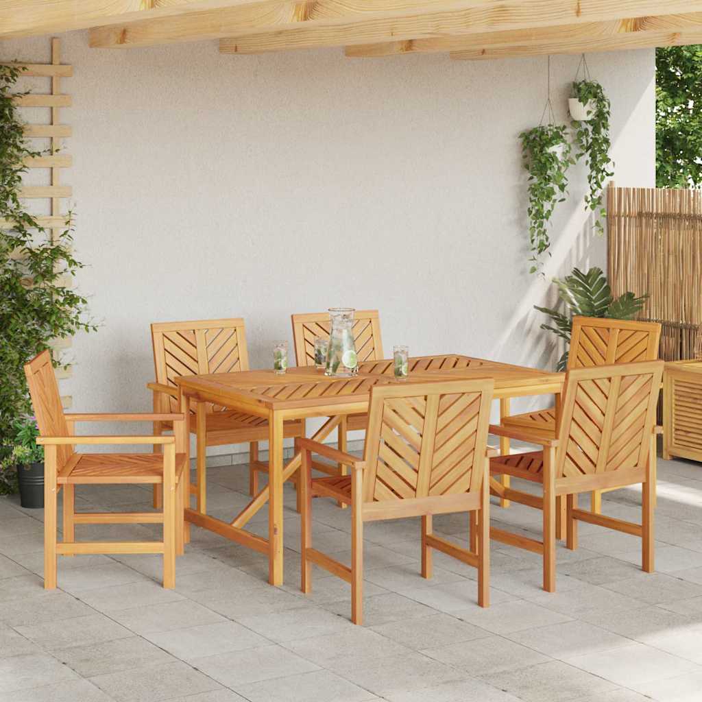 Garten Essgruppe 7 pcs Braun Massivholz Akazie