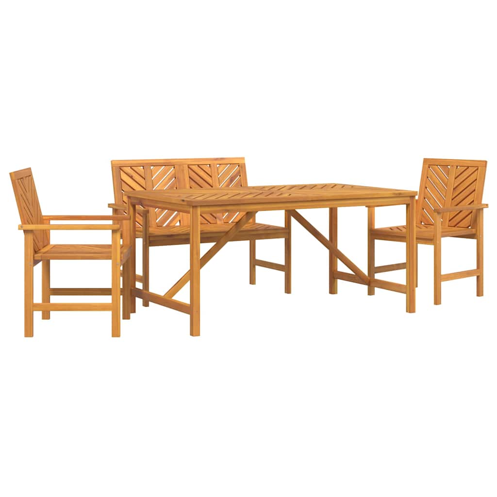 Garten Essgruppe 4 pcs Braun Massivholz Akazie