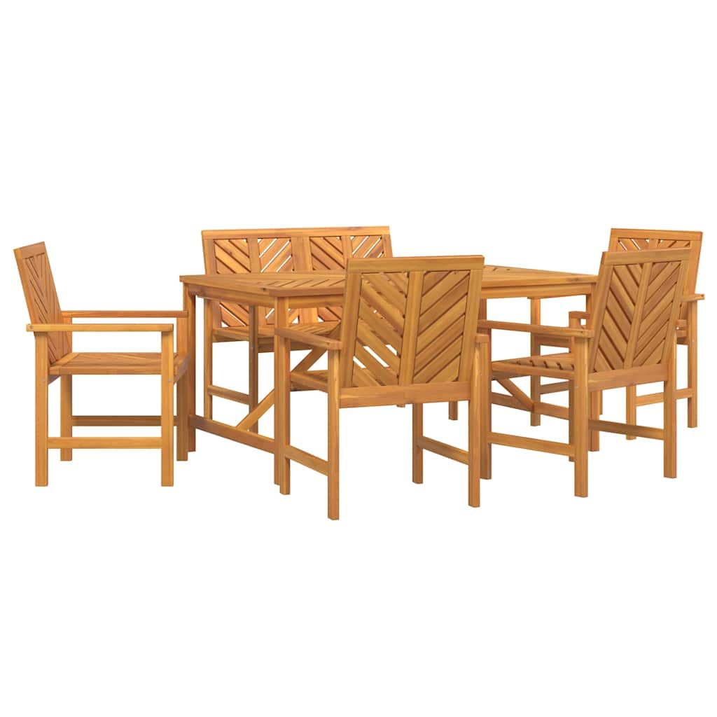 Garten Essgruppe 6 pcs Braun Massivholz Akazie