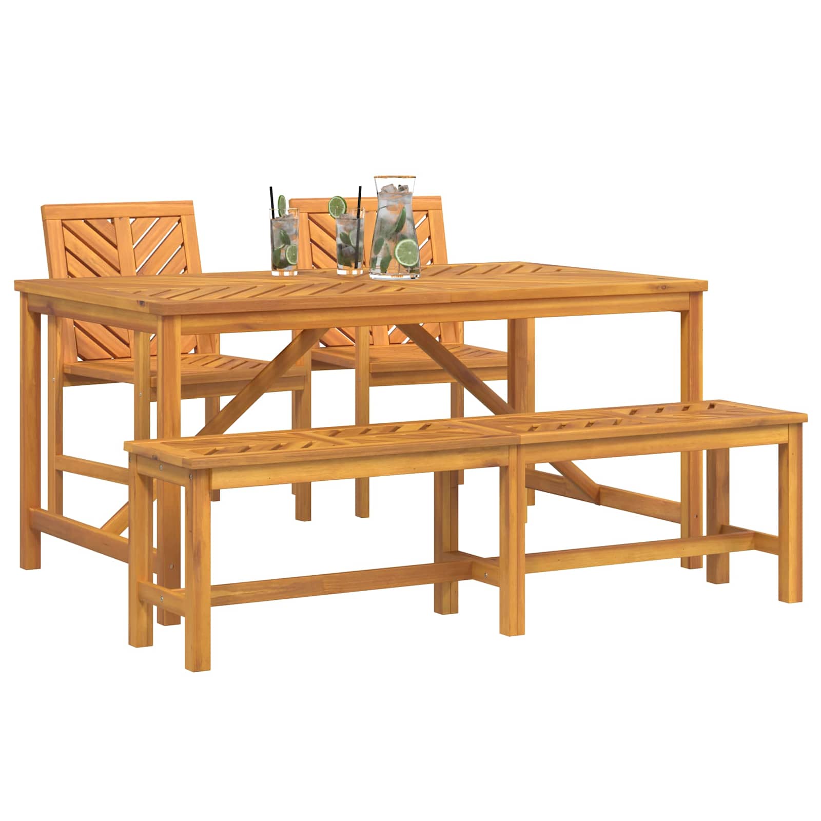 Garten Essgruppe 4 pcs Braun Massivholz Akazie