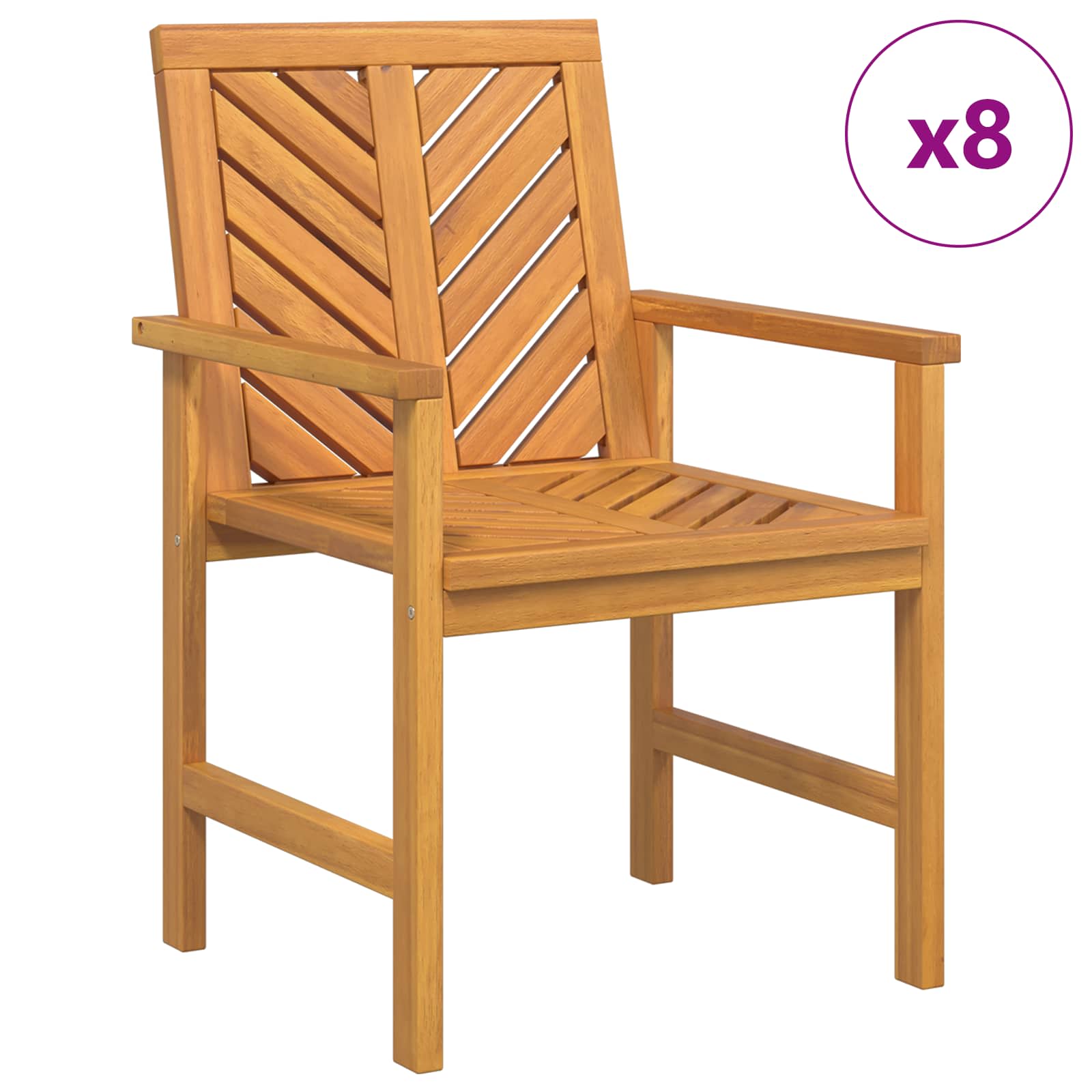 Esszimmerstuhl 8 pcs Natur 62,5 x 59 x 89 cm Massivholz Akazie