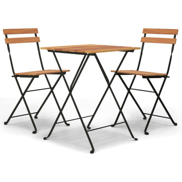 3-tlg. Bistro-Set Klappbar Massivholz Teak und Stahl