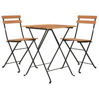 3-tlg. Bistro-Set Klappbar Massivholz Teak und Stahl