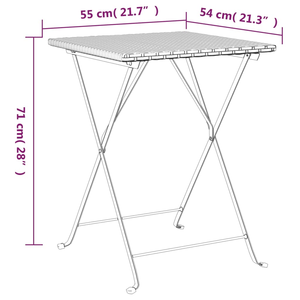 Bistrotisch Klappbar Grau 55x54x71 cm Poly Rattan