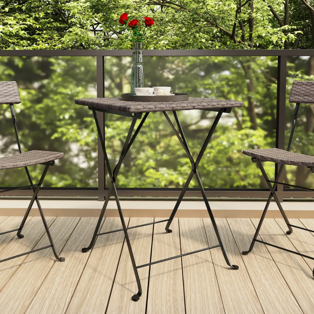 Bistrotisch Klappbar Grau 55x54x71 cm Poly Rattan
