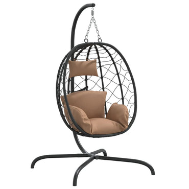 Hängesessel Ei mit Kissen Taupe Poly Rattan & Stahl