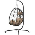 Hängesessel mit Kissen Taupe Poly Rattan & Stahl