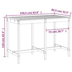 Gartentisch 159,5x82,5x110 cm Massivholz Kiefer