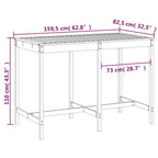 Gartentisch 159,5x82,5x110 cm Massivholz Douglasie