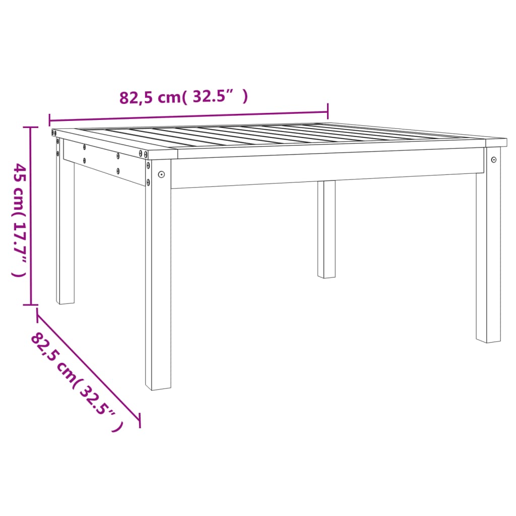 Gartentisch Grau 82,5x82,5x45 cm Massivholz Kiefer