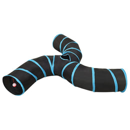 vidaXL Katzentunnel 3-Wege Schwarz und Blau 25 cm Polyester