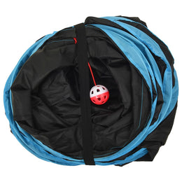 vidaXL Katzentunnel 3-Wege Schwarz und Blau 25 cm Polyester