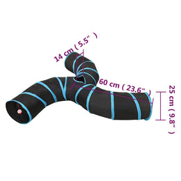 vidaXL Katzentunnel 3-Wege Schwarz und Blau 25 cm Polyester