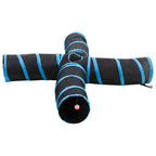 Katzentunnel 4-Wege Schwarz und Blau 25 cm Polyester