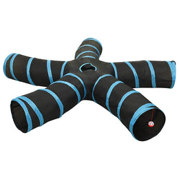 vidaXL Katzentunnel 5-Wege Schwarz und Blau 25 cm Polyester