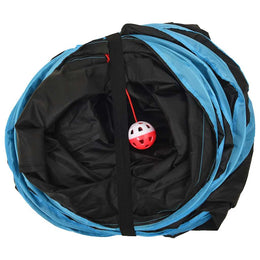 vidaXL Katzentunnel 5-Wege Schwarz und Blau 25 cm Polyester
