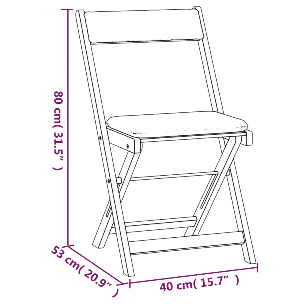 3-tlg. Bistro-Set Klappbar mit Kissen Massivholz Akazie
