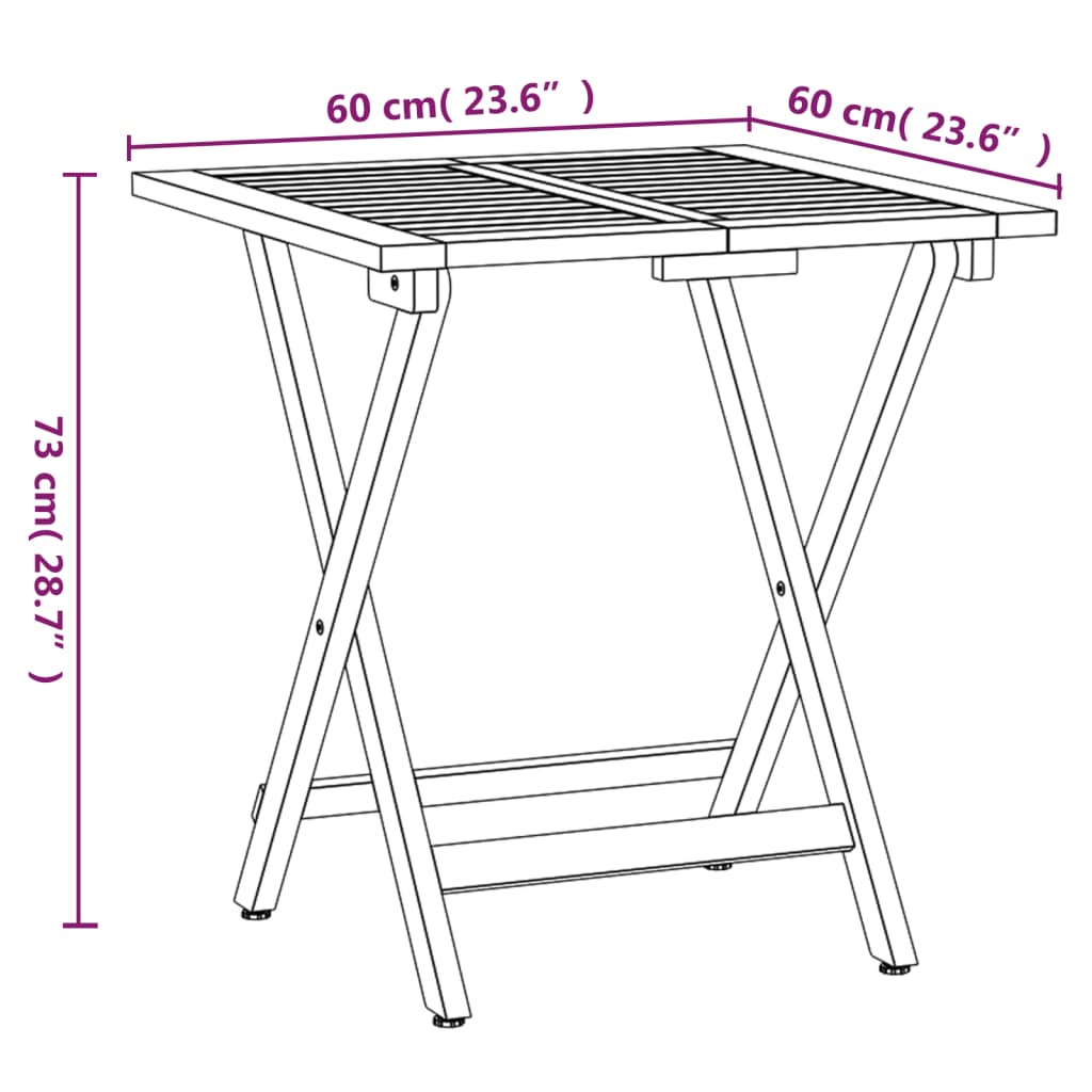 3-tlg. Bistro-Set Klappbar mit Kissen Massivholz Akazie
