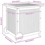 Gartentruhe mit Rollen 60x50x58 cm Massivholz Akazie