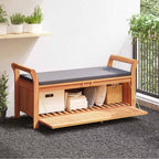 Garten-Truhenbank mit Kissen 126 cm Massivholz Akazie