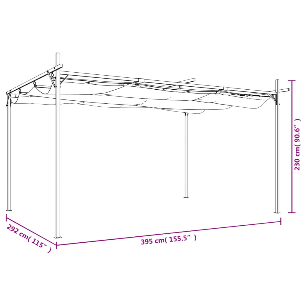Pergola mit Schiebedach Creme 395x292x230 cm