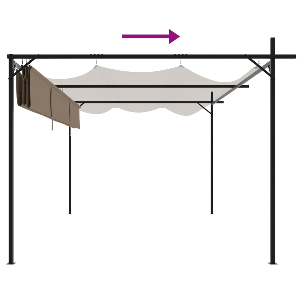 Pergola mit Schiebedach Taupe 395x292x230 cm