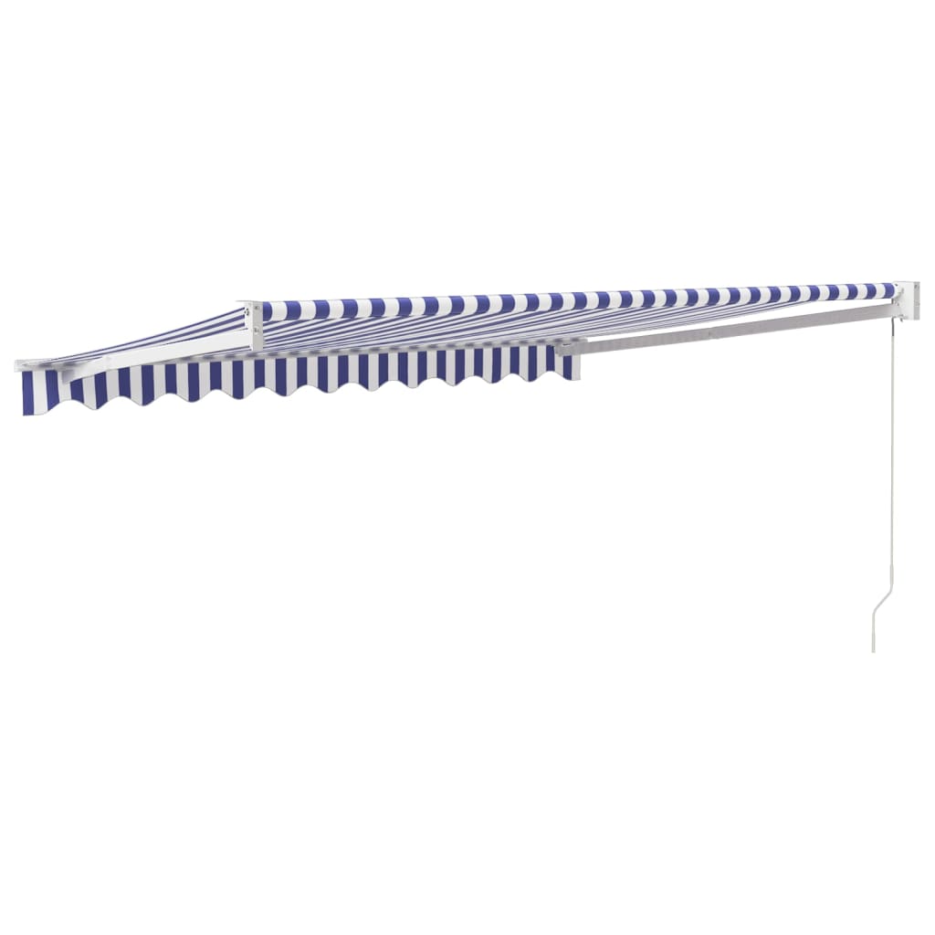 Markise Einziehbar Blau und Weiß 3x2,5 m Stoff und Aluminium