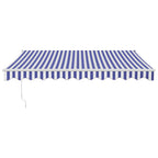 Markise Einziehbar Blau und Weiß 3,5x2,5 m Stoff und Aluminium