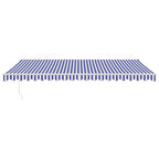 Markise Einziehbar Blau und Weiß 5x3 m Stoff und Aluminium