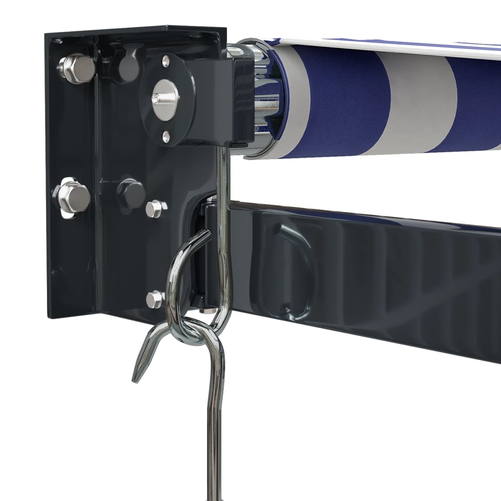 Markise Einziehbar Blau und Weiß 5x3 m Stoff und Aluminium