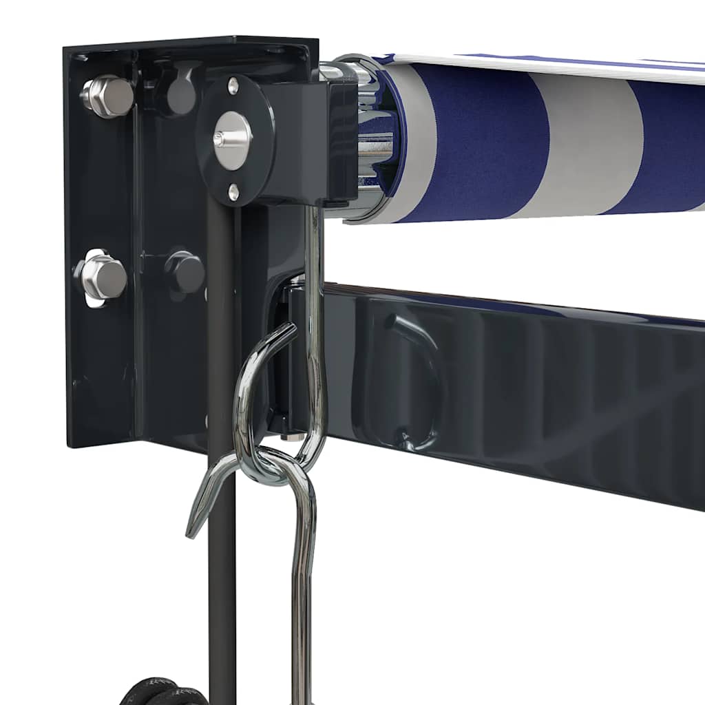 Elektrische Markise mit Kurbel Blau und Weiß 3,5x2,5 m