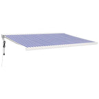 Markise Einziehbar Blau und Weiß 4x3 m Stoff und Aluminium