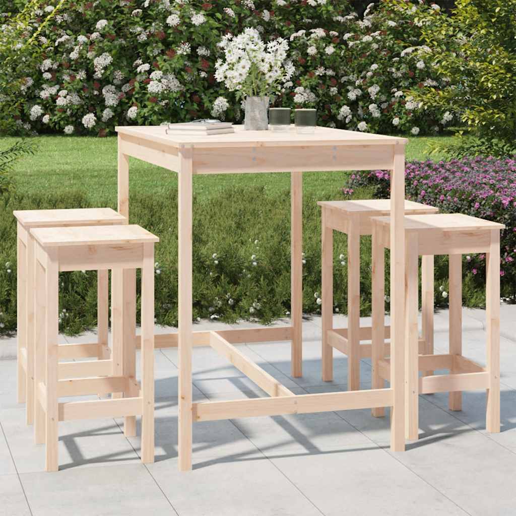5-tlg. Gartenbar-Set Massivholz Kiefer