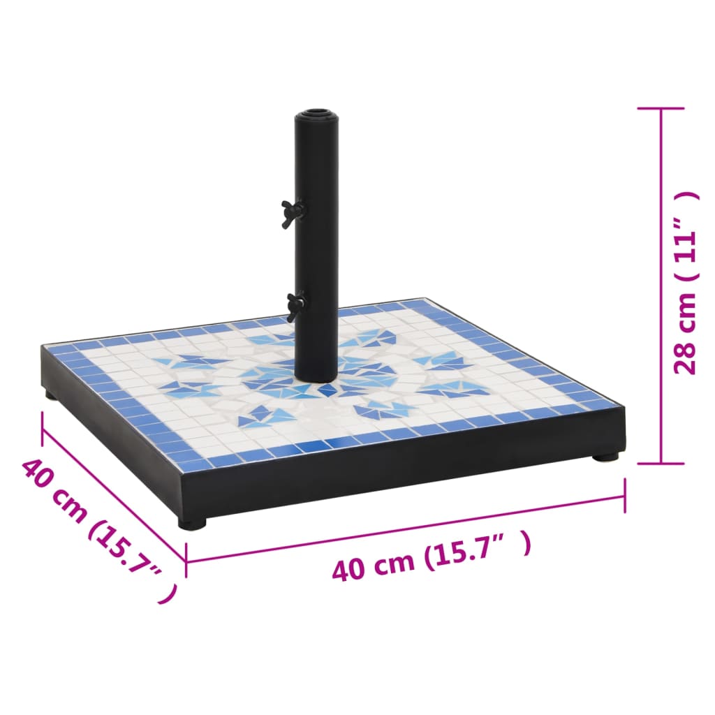 Sonnenschirmständer Blau und Weiß Quadratisch 12 kg