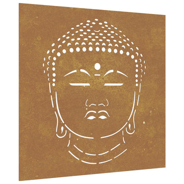 Garten-Wanddeko 55x55 cm Cortenstahl Buddha-Kopf