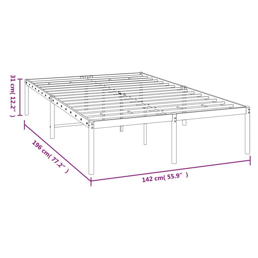 Bettgestell Metall Schwarz 135x190 cm