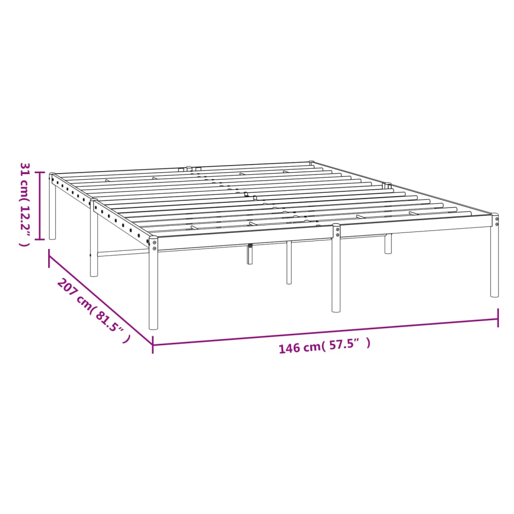 Bettgestell Metall Schwarz 140x200 cm