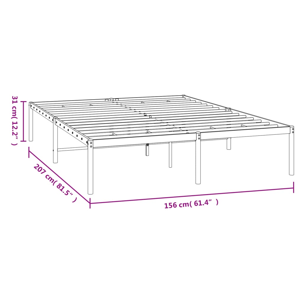 Bettgestell Metall Schwarz 150x200 cm