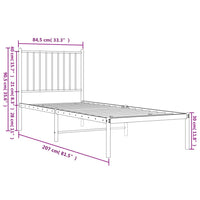 Bettgestell mit Kopfteil Metall Schwarz 80x200 cm