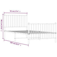 Bettgestell mit Kopf- und Fußteil Metall Schwarz 90x200 cm