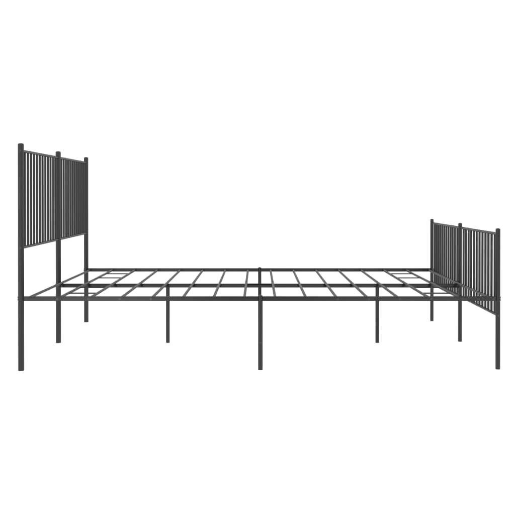 Bettgestell mit Kopf- und Fußteil Metall Schwarz 200x200 cm