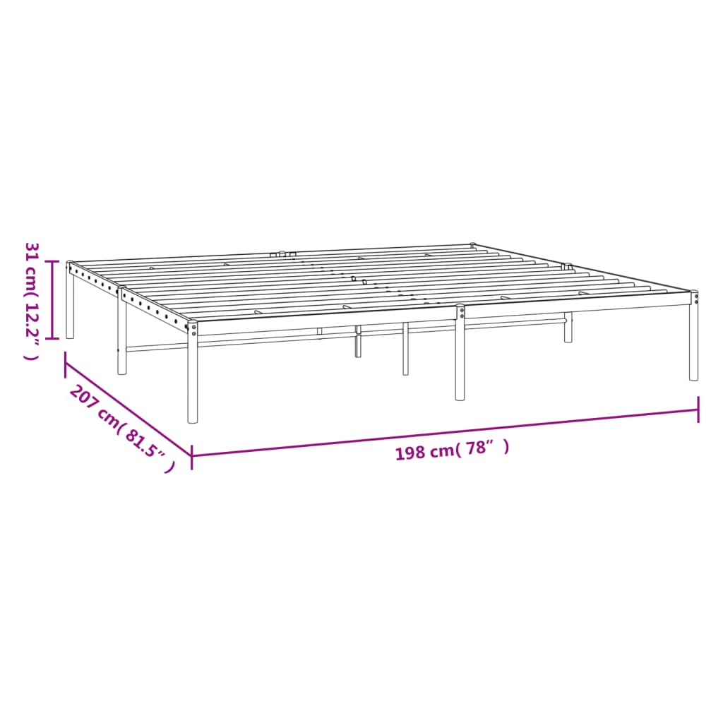 Bettgestell Metall Weiß 193x203 cm