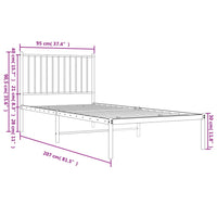 Bettgestell mit Kopfteil Metall Weiß 90x200 cm