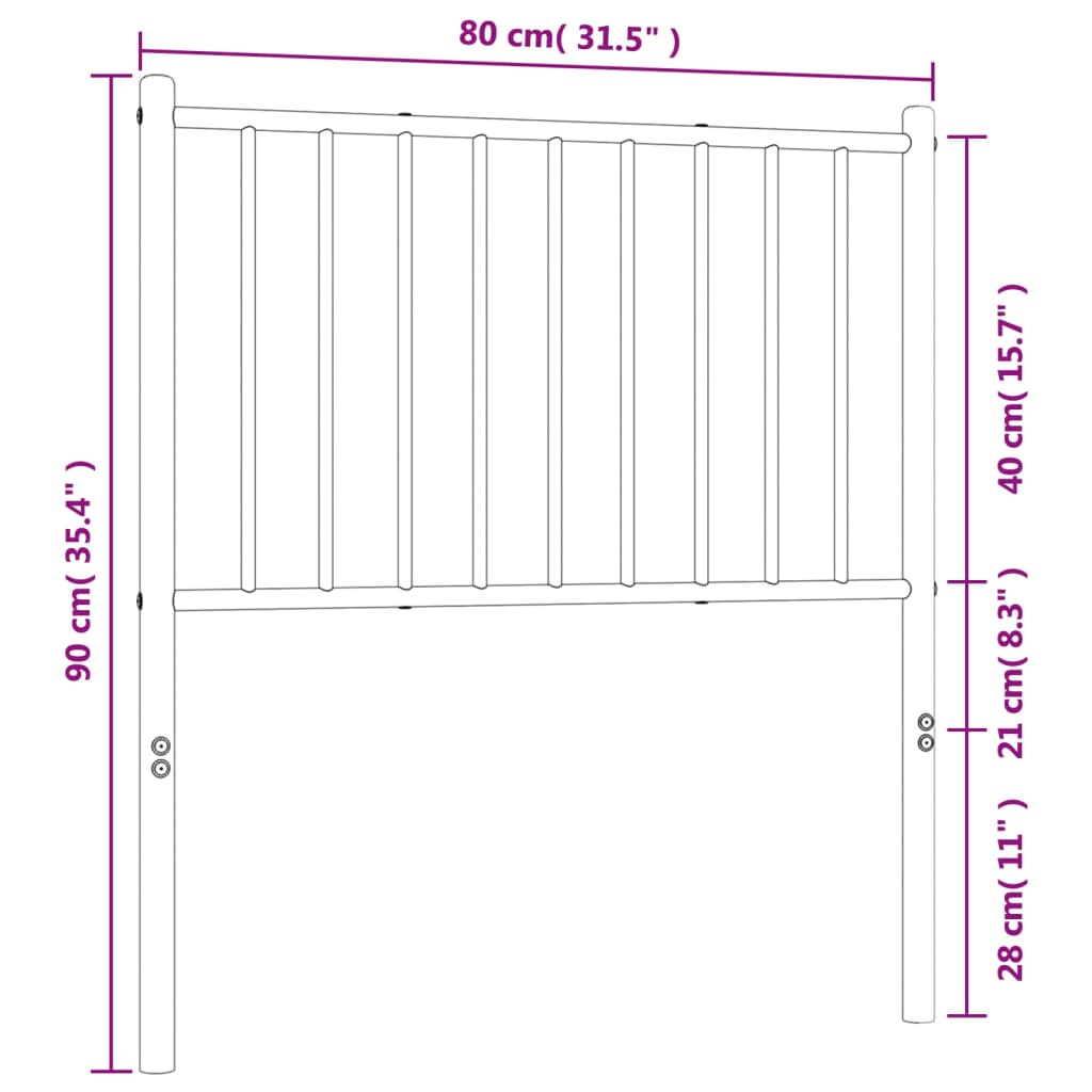 Kopfteil Metall Weiß 75 cm